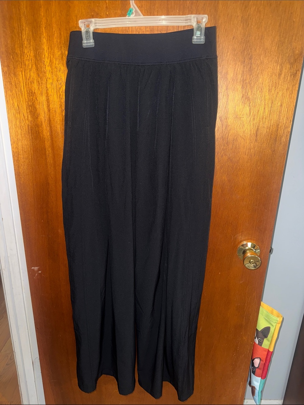 HALARA Black Women's Wide Leg Pants with Elastic Waistband